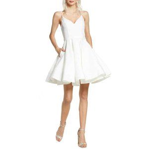 NWT Ieena for Mac Duggal  A-Line Fit & Flare Cocktail Mini Dress Women's 4 White